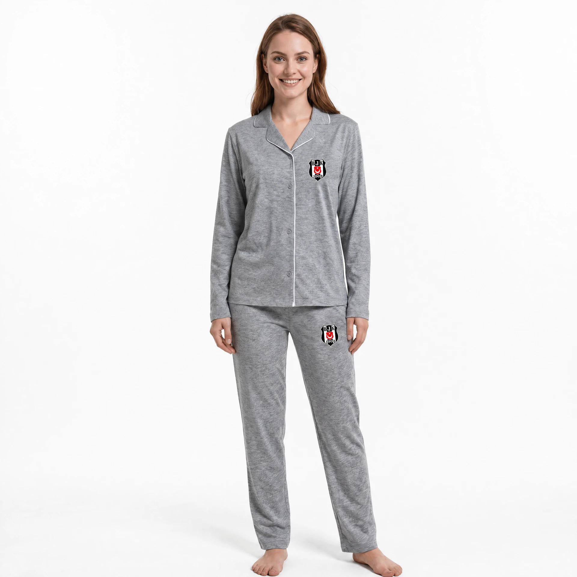Beşiktaş Kadın Pijama Takımı — Kare Yaka