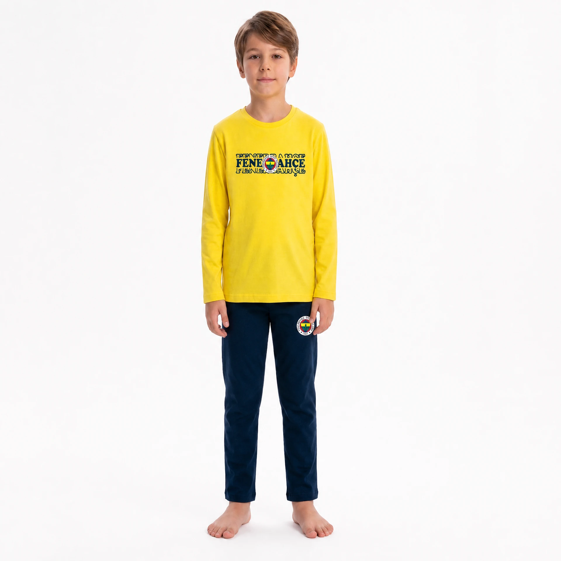 Fenerbahçe Çocuk Pijama Takımı — Basic Yaka Sarı