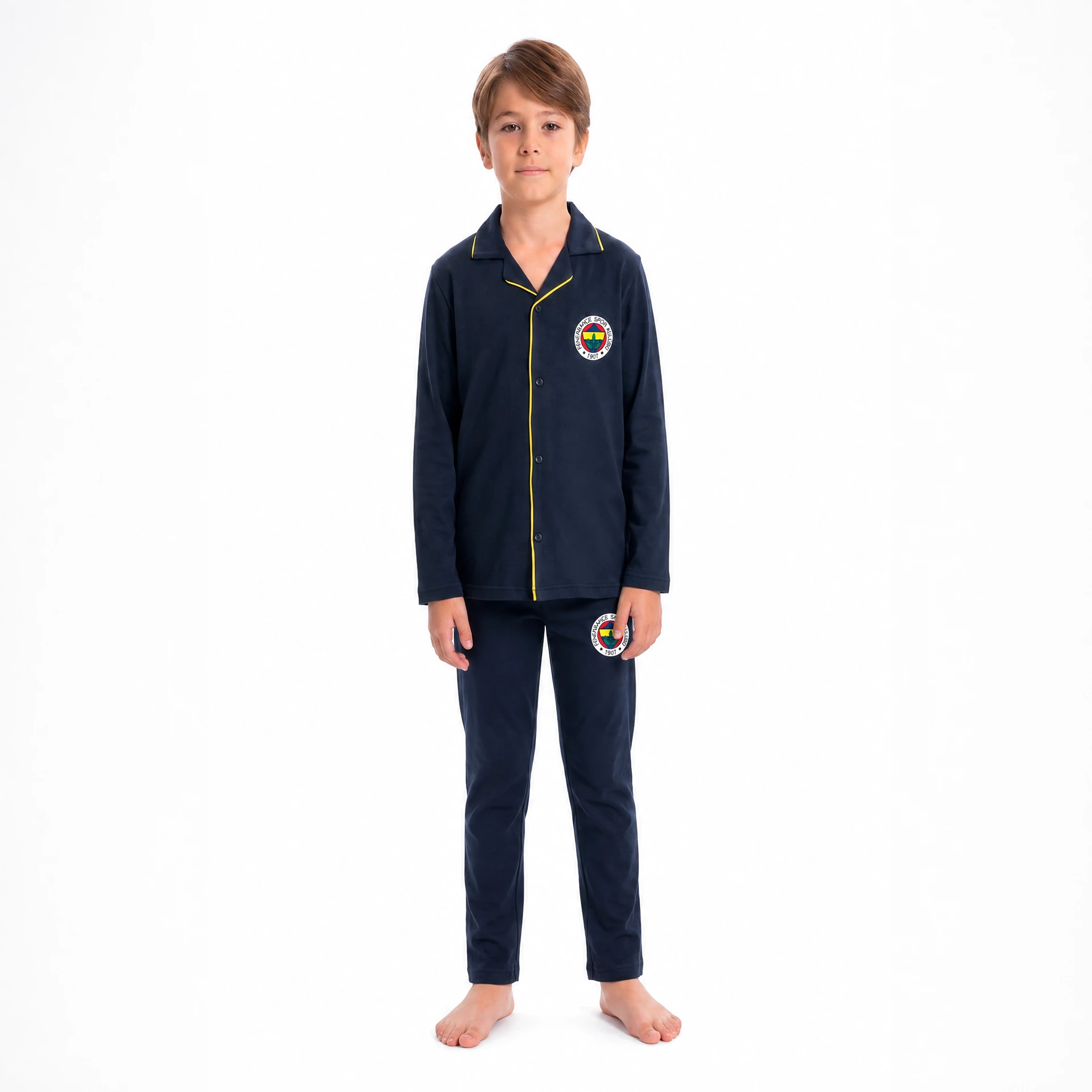 Fenerbahçe Çocuk Pijama Takımı — Kare Yaka Lacivert