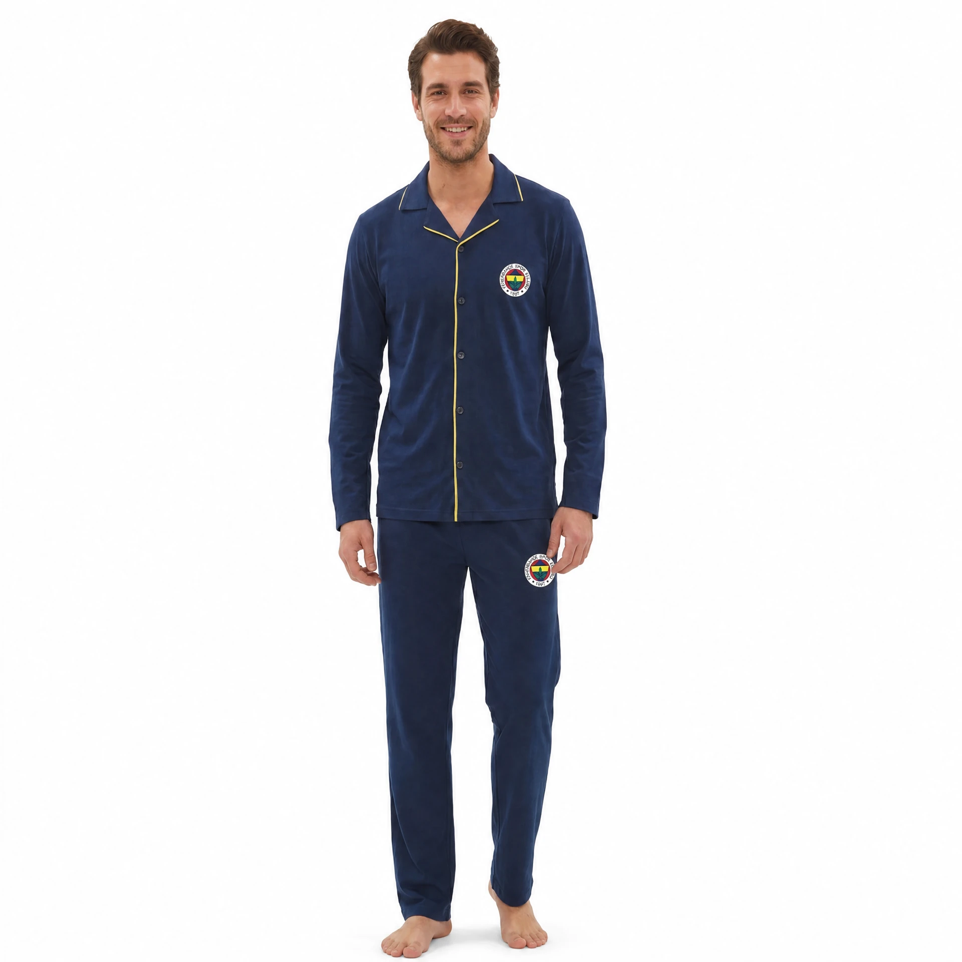 Fenerbahçe Erkek Pijama Takımı — Kare Yaka Lacivert